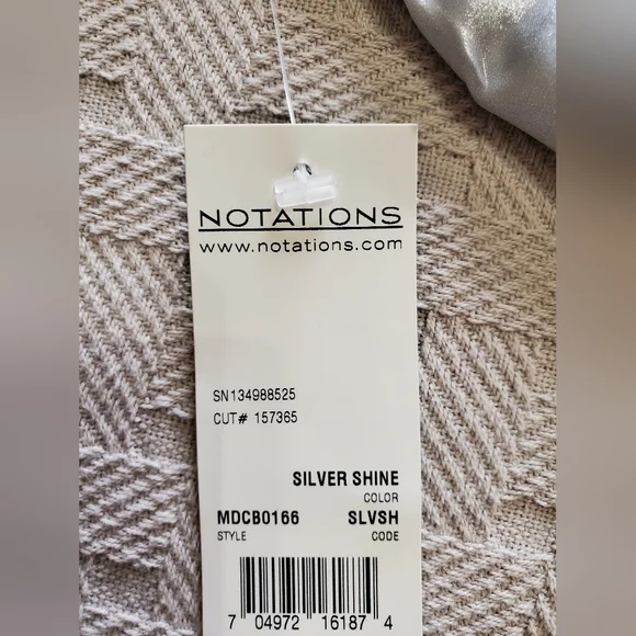 Y2K Notations Metallic Silver Shimmer Button-Front Blouse with Roll-Tab Sleeves - Picture 15 of 15